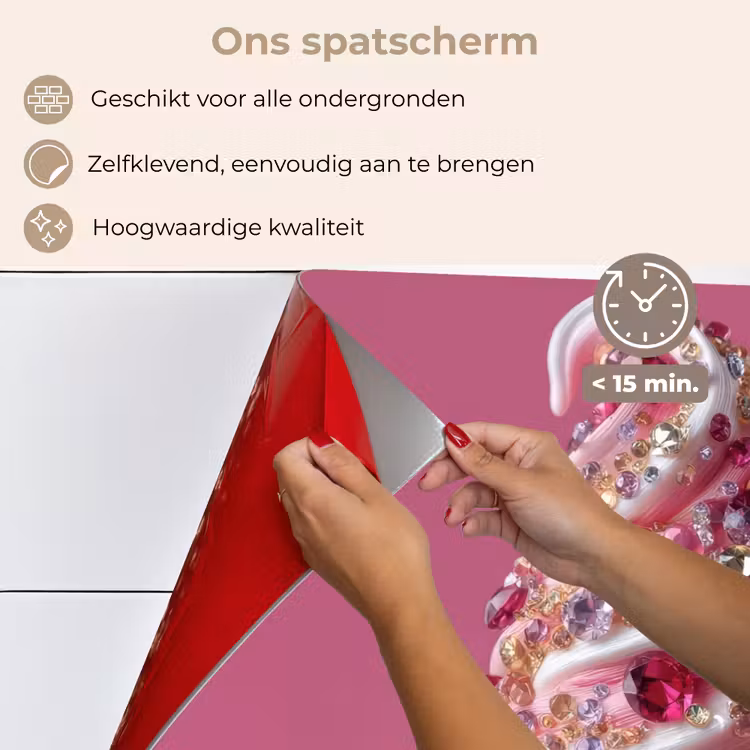 Softijs - Edelstenen - Roze - Hoorntje keuken achterwand spatscherm klein -spatscherm_NL