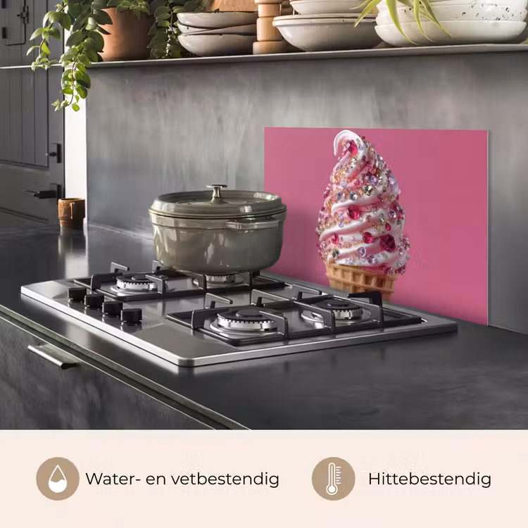 Softijs - Edelstenen - Roze - Hoorntje keuken achterwand spatscherm klein -usp_NL
