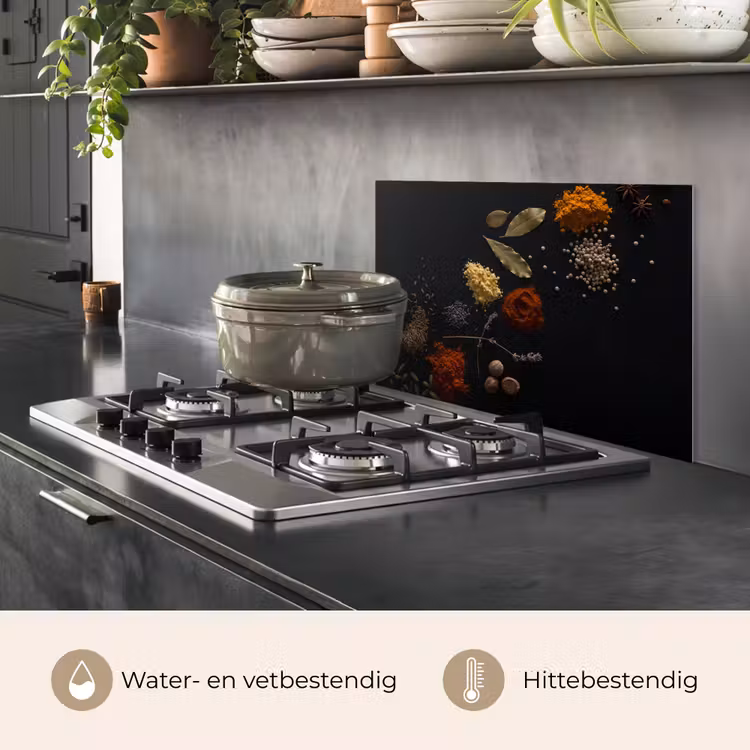 Specerijen - Kruiden - Noten - Lavendel - Zwart keuken achterwand spatscherm klein -usp_NL