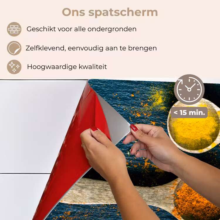 Specerijen - Lepel - Kruiden - Bruin - Geel - Groen keuken achterwand spatscherm klein -spatscherm_NL