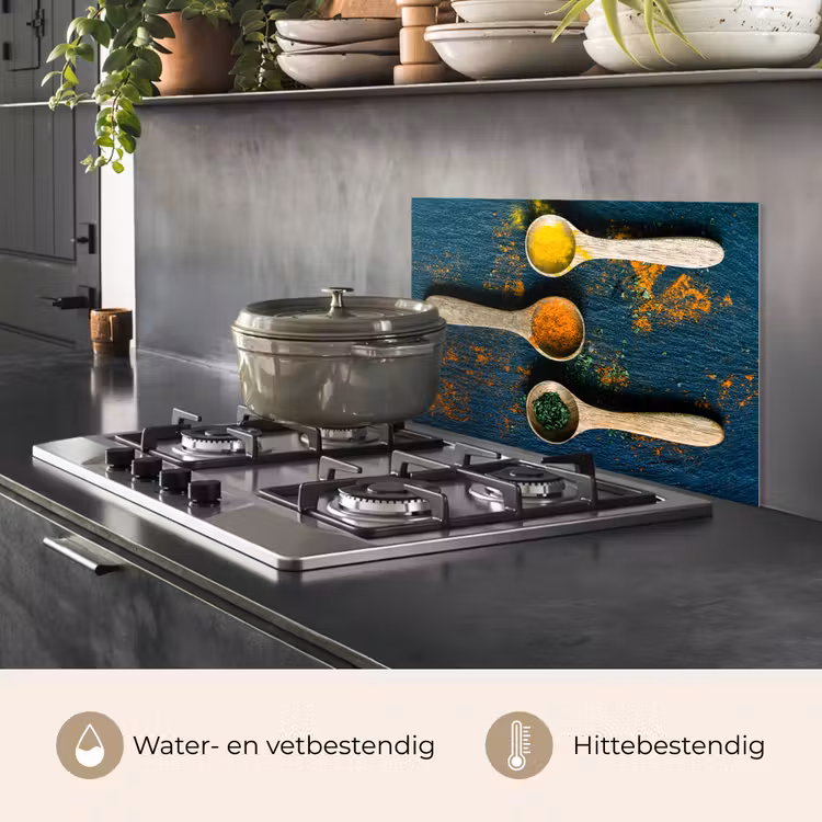 Specerijen - Lepel - Kruiden - Bruin - Geel - Groen keuken achterwand spatscherm klein -usp_NL