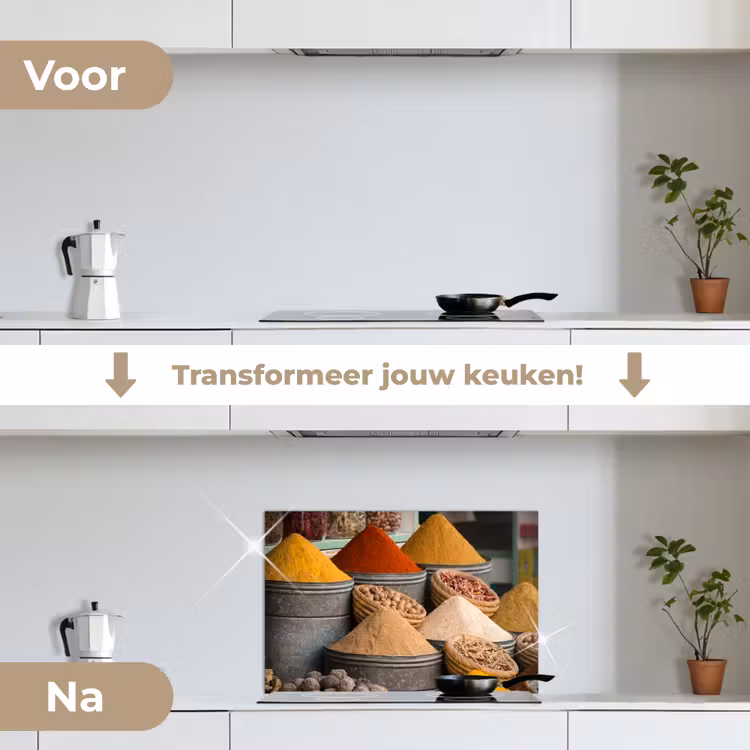 Specerijenmarkt Impressie keuken achterwand spatscherm klein -voor_na_NL