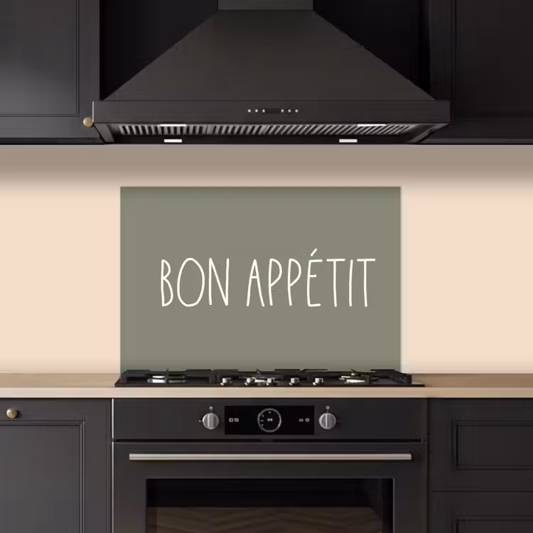 Spreuken - Bon appétit - Quotes - Eet smakelijk - Eten keuken achterwand spatscherm klein -sfeer1