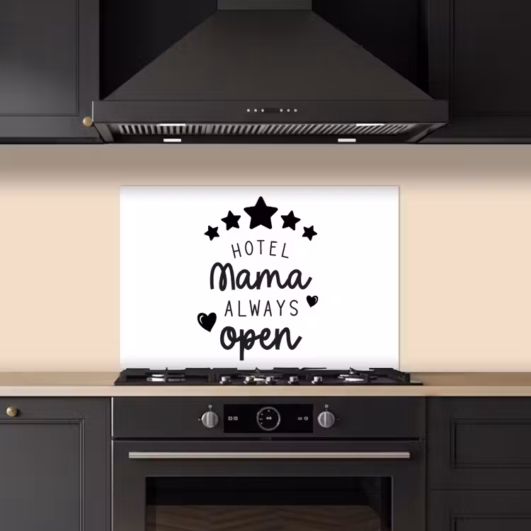 Spreuken - Hotel mama always open - Mama - Quotes keuken achterwand spatscherm klein -sfeer1