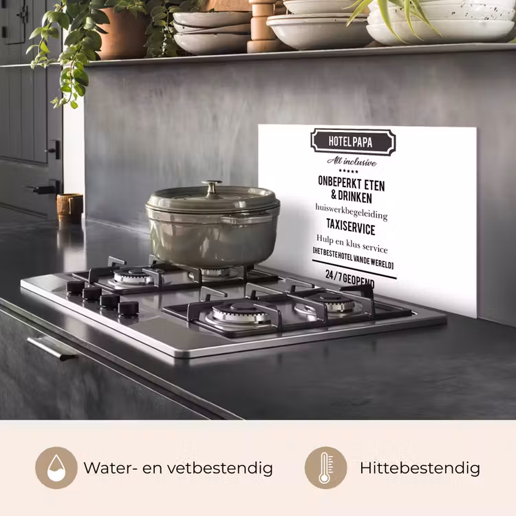 Spreuken - Hotel papa - Quotes - Vader keuken achterwand spatscherm klein -usp_NL