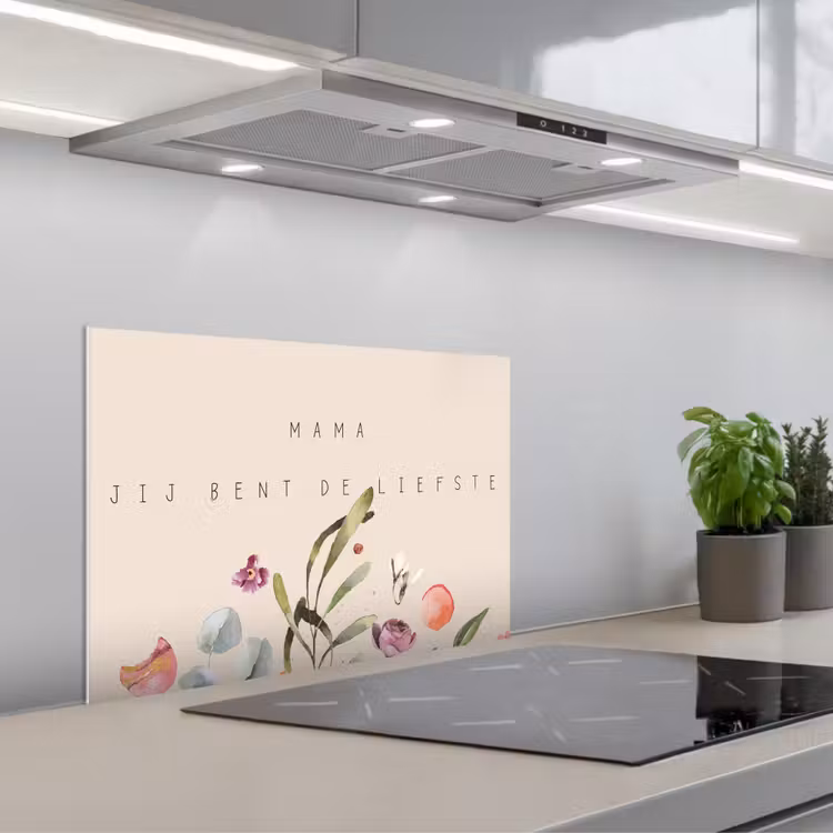 Spreuken - Mama jij bent de liefste - Quotes - Moeder keuken achterwand spatscherm klein -3d_schuin
