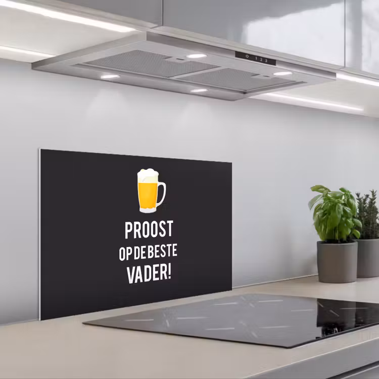 Spreuken - Proost op de beste vader - Quotes - Papa keuken achterwand spatscherm klein -3d_schuin