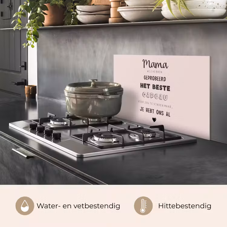 Spreuken - Quotes Mama Je Hebt Ons Al - Moederdag cadeau voor mama - Roze keuken achterwand spatscherm klein -usp_NL