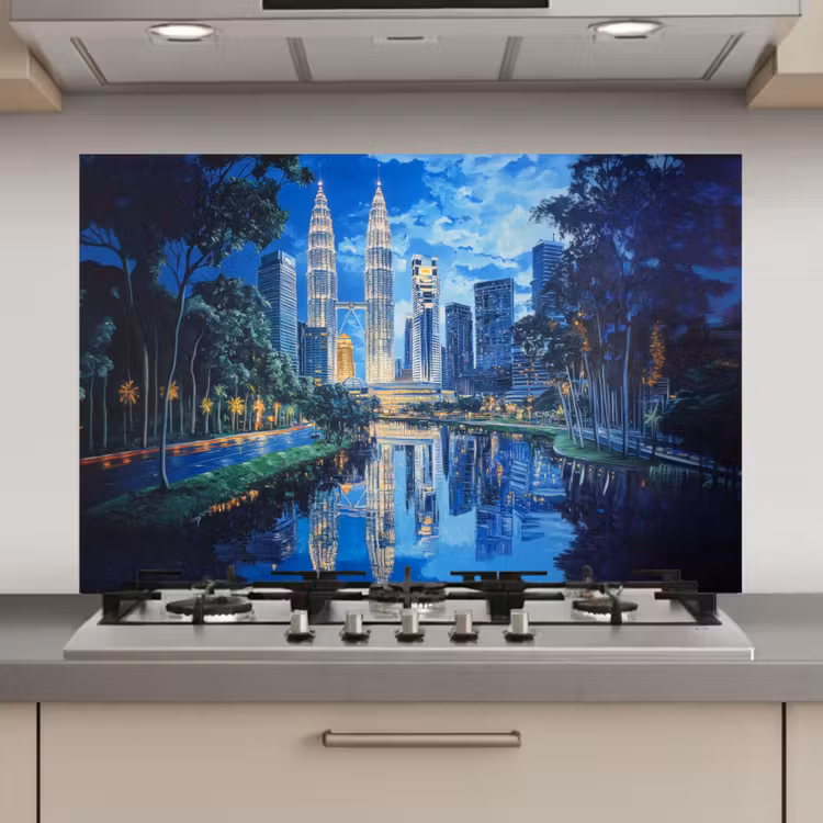 Stad Kuala Lumpur - Skyline - Wolkenkrabbers - Water keuken achterwand spatscherm klein -3d_website
