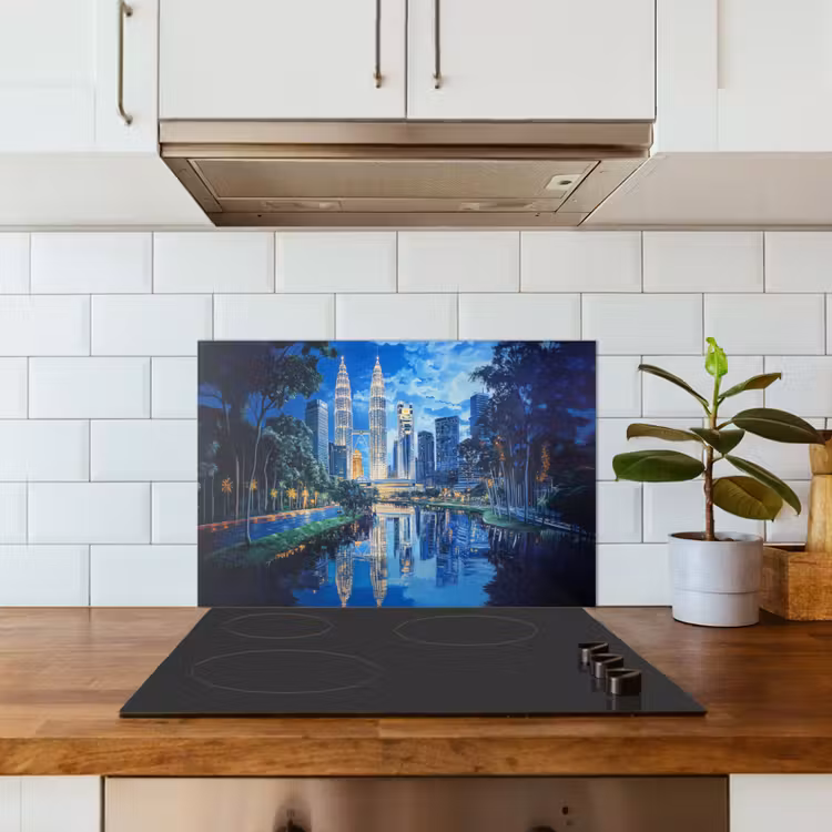 Stad Kuala Lumpur - Skyline - Wolkenkrabbers - Water keuken achterwand spatscherm klein -sfeer2