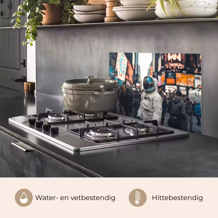 Stad - Mensen - Astronaut - Wit keuken achterwand spatscherm klein -usp_NL