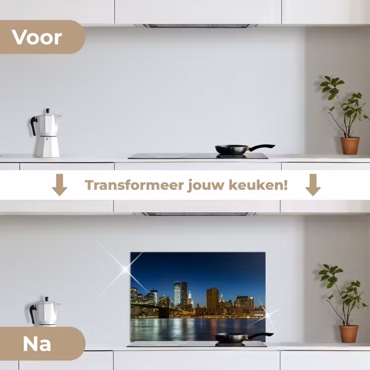 Stadslichten - Avond - Skyline - Brug keuken achterwand spatscherm klein -voor_na_NL