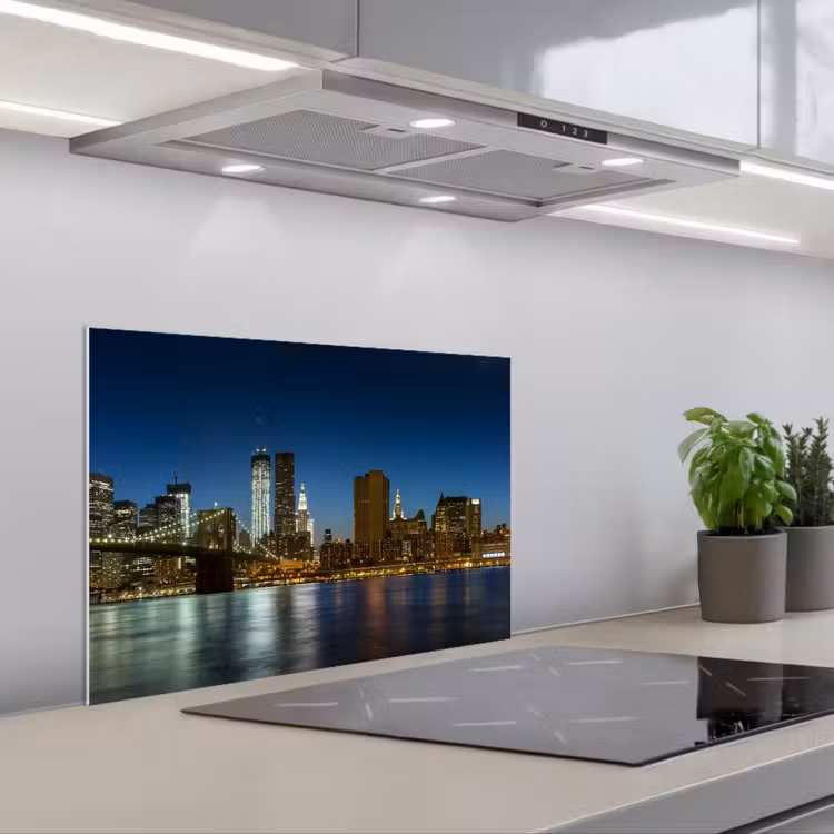 Stadslichten - Avond - Skyline - Brug keuken achterwand spatscherm klein -3d_schuin