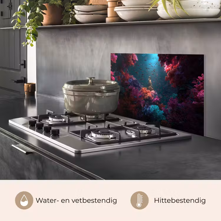 Standbeeld - Zeebodem - Koraal - Kleurrijk keuken achterwand spatscherm klein -usp_NL