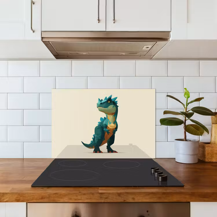 Stekels - Dino - Blauw - Gespierd keuken achterwand spatscherm klein -sfeer2