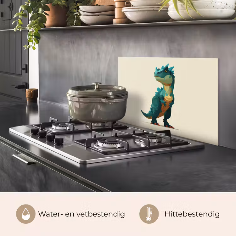 Stekels - Dino - Blauw - Gespierd keuken achterwand spatscherm klein -usp_NL