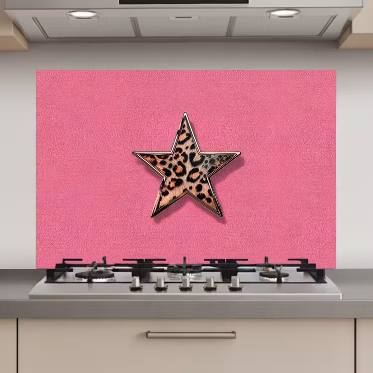 Ster - Luipaard - Print - Roze keuken achterwand spatscherm klein -3d_website