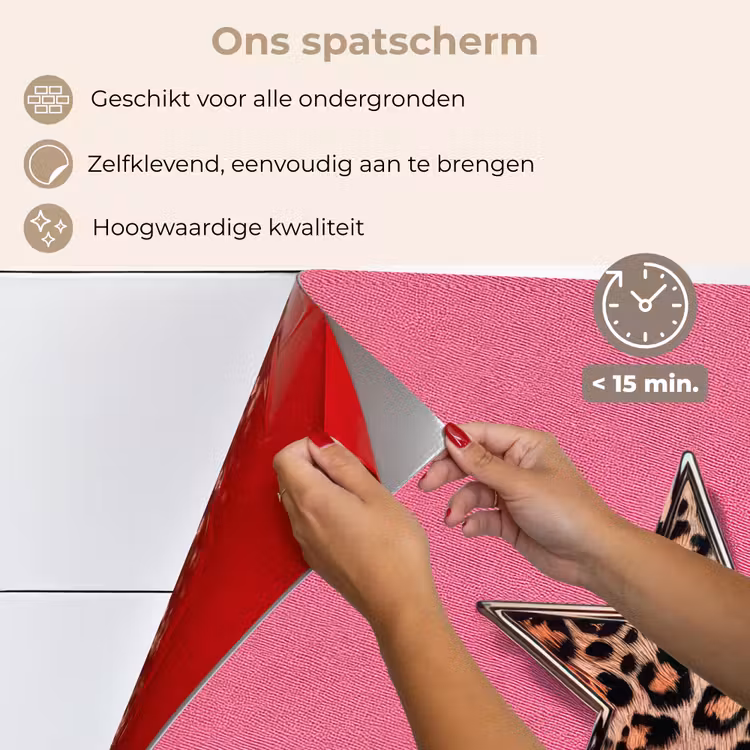 Ster - Luipaard - Print - Roze keuken achterwand spatscherm klein -spatscherm_NL