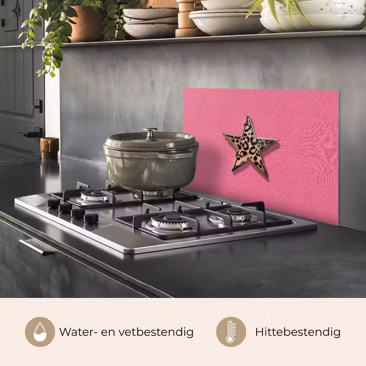 Ster - Luipaard - Print - Roze keuken achterwand spatscherm klein -usp_NL