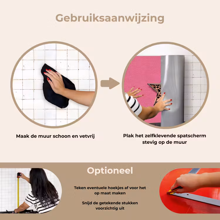 Ster - Luipaard - Print - Roze keuken achterwand spatscherm klein -gebruiksaanwijzing_NL