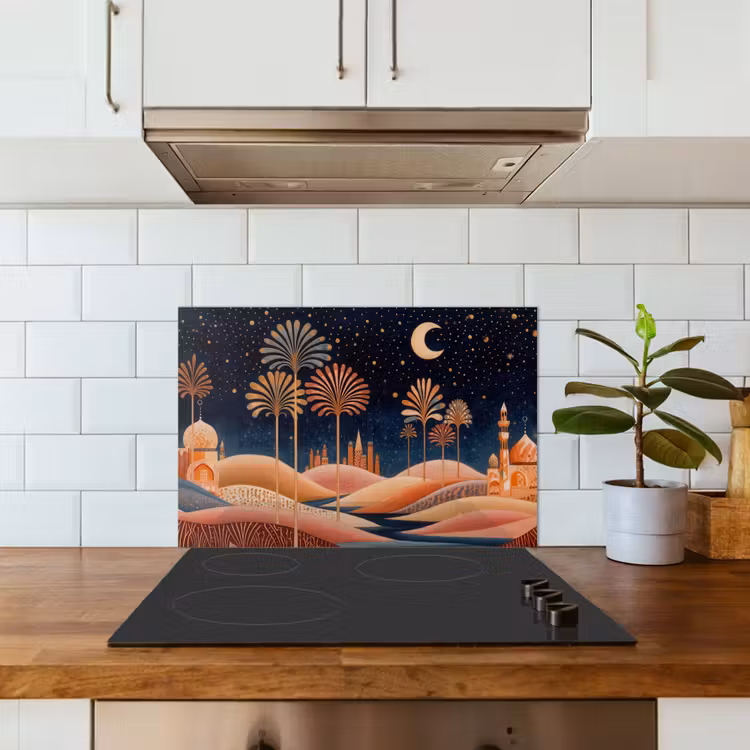 Sterrenhemel - Palmen - Rivier keuken achterwand spatscherm klein -sfeer2