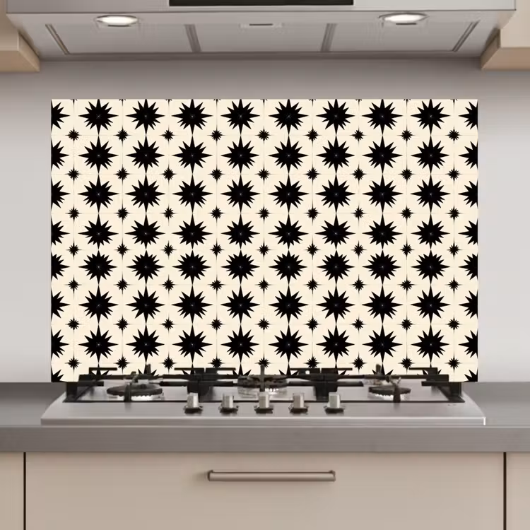 Stervormen - Geometrisch - Zwart keuken achterwand spatscherm klein 900 -3d_website