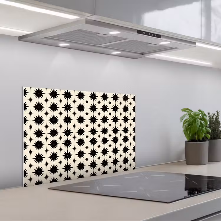 Stervormen - Geometrisch - Zwart keuken achterwand spatscherm klein 900 -3d_schuin