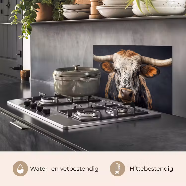 Stier - Kleurrijk - Hoorns keuken achterwand spatscherm klein -usp_NL