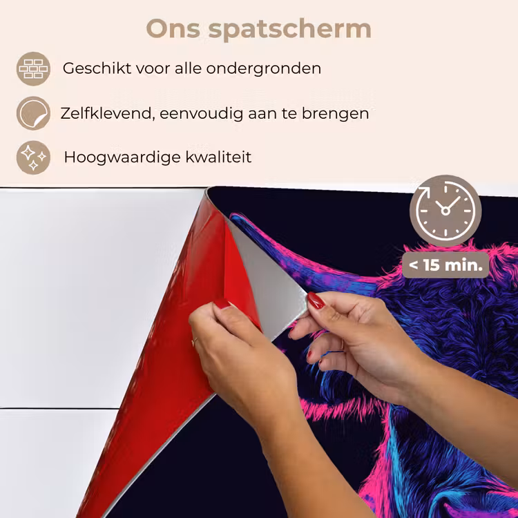 Stier - Neon - Zwart - Kleur keuken achterwand spatscherm klein -spatscherm_NL
