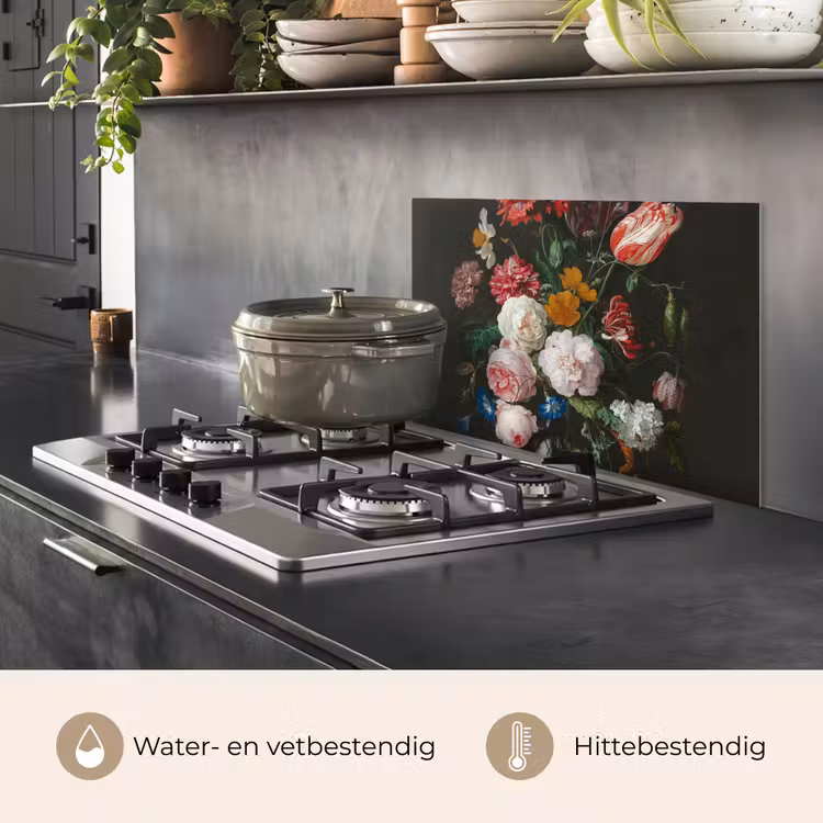 Stilleven met bloemen in een glazen vaas - Schilderij van Jan Davidsz. de Heem keuken achterwand spatscherm klein -usp_NL