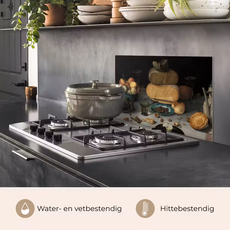 Stilleven met kazen - Schilderij van Floris Claesz. van Dijck keuken achterwand spatscherm klein -usp_NL