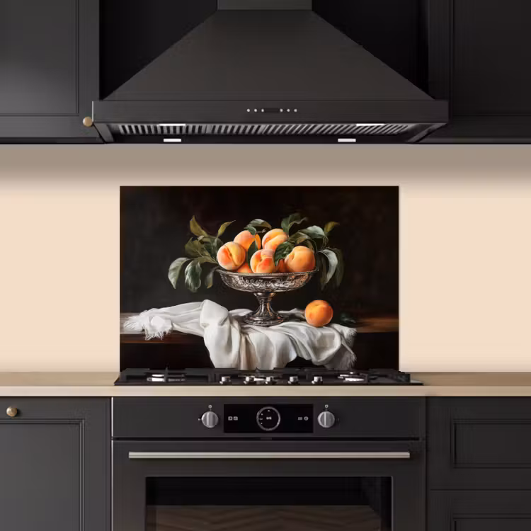 Stilleven - Perziken - Vintage keuken achterwand spatscherm klein -sfeer1