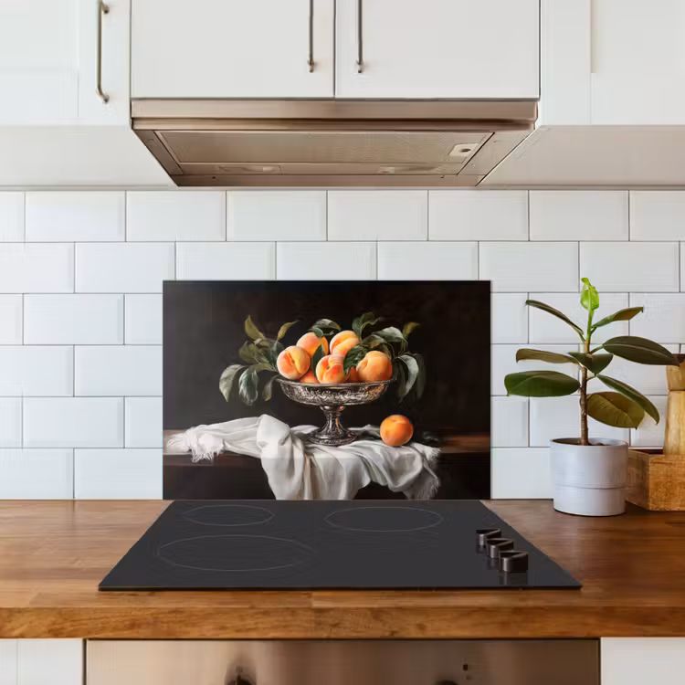 Stilleven - Perziken - Vintage keuken achterwand spatscherm klein -sfeer2