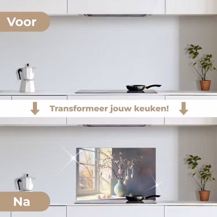 Stilleven - Vaas - Paastak keuken achterwand spatscherm klein -voor_na_NL