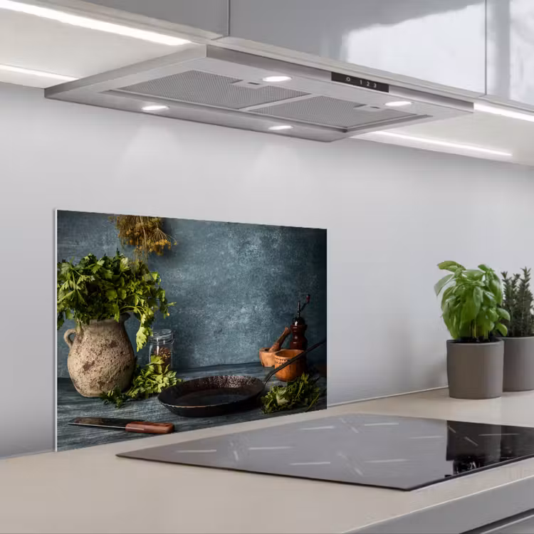 Stilte voor het Koken keuken achterwand spatscherm klein -3d_schuin