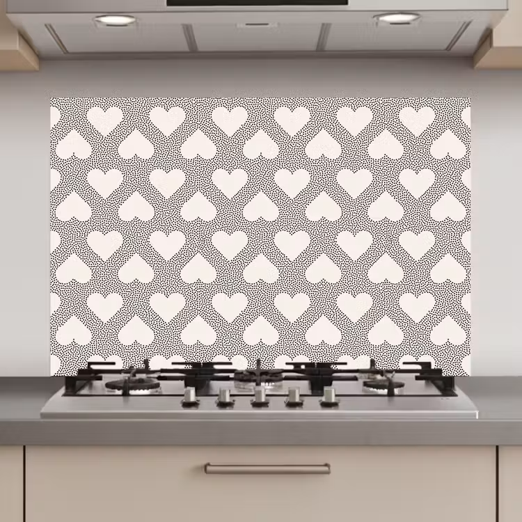 Stippen - Hart - Zwart - Wit keuken achterwand spatscherm klein 900 -3d_website