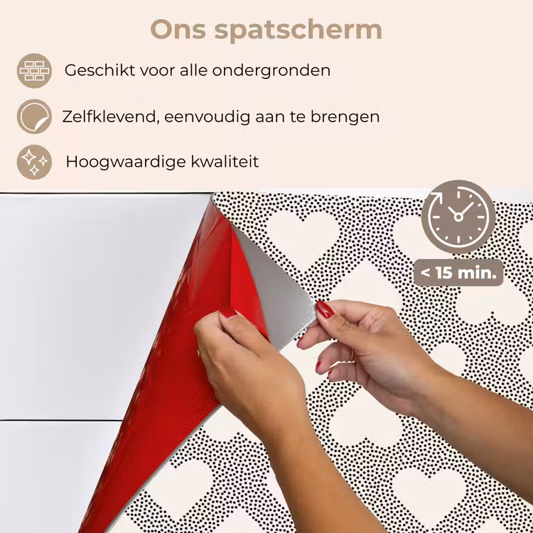 Stippen - Hart - Zwart - Wit keuken achterwand spatscherm klein 900 -spatscherm_NL