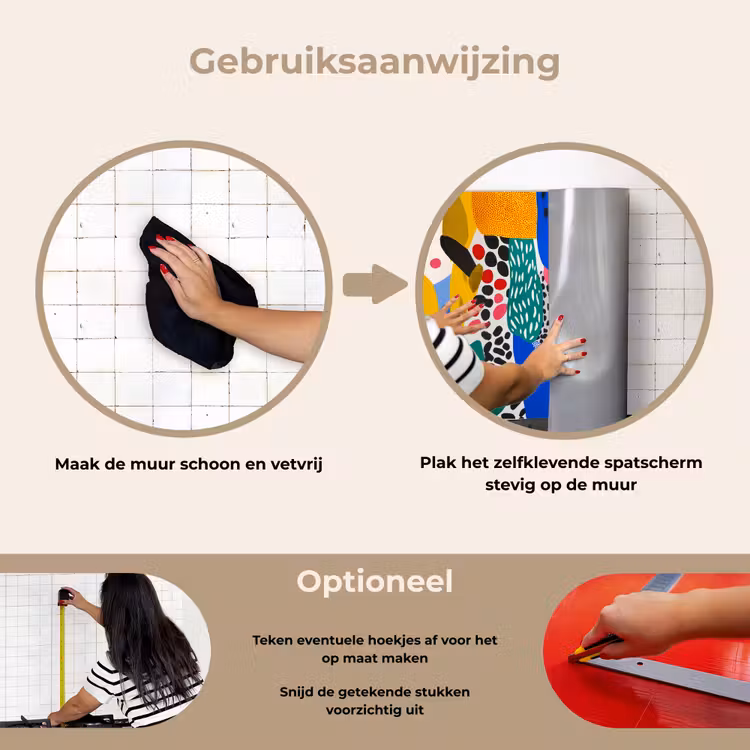 Stippen - Vormen - Modern - Kleuren keuken achterwand spatscherm klein -gebruiksaanwijzing_NL
