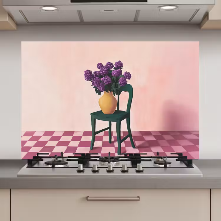 Stoel - Vaas - Bloemen - Geblokt keuken achterwand spatscherm klein -3d_website