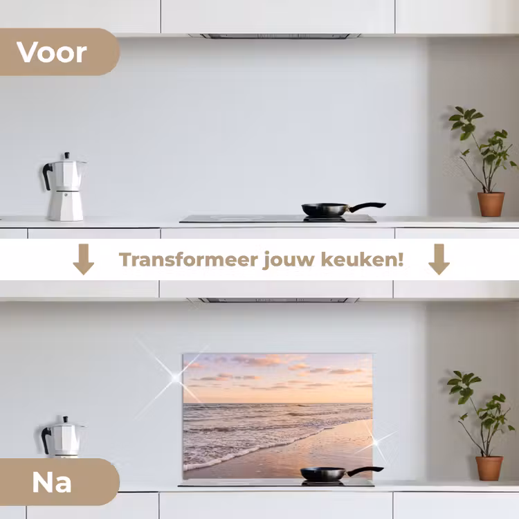 Strand - Branding - Wolken keuken achterwand spatscherm klein -voor_na_NL