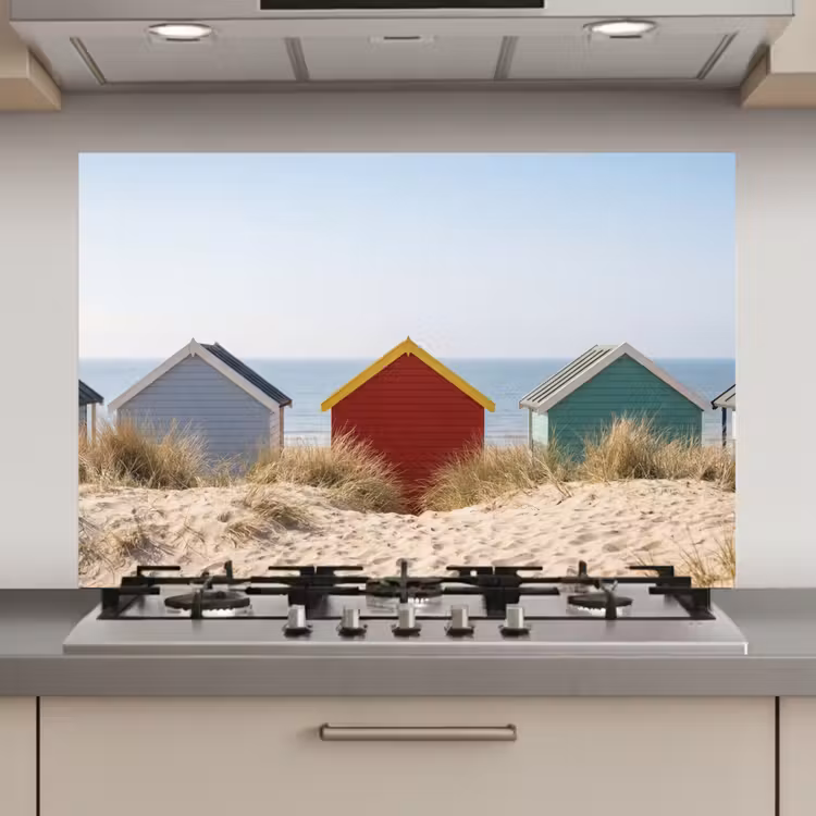 Strand - Huisjes - Kleurrijk - Duinen keuken achterwand spatscherm klein -3d_website