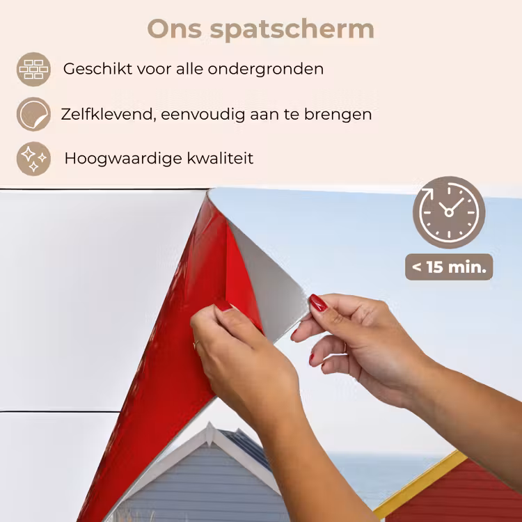 Strand - Huisjes - Kleurrijk - Duinen keuken achterwand spatscherm klein -spatscherm_NL