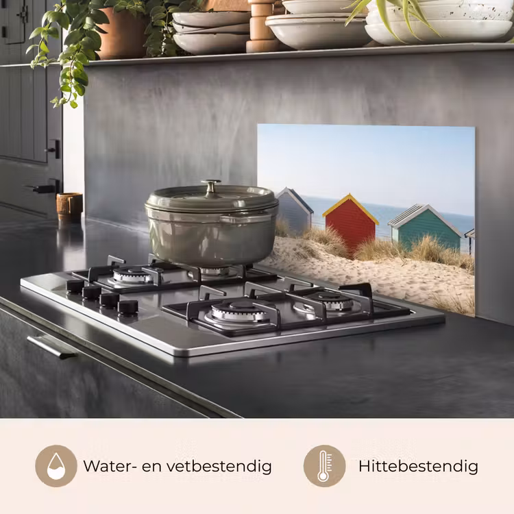 Strand - Huisjes - Kleurrijk - Duinen keuken achterwand spatscherm klein -usp_NL