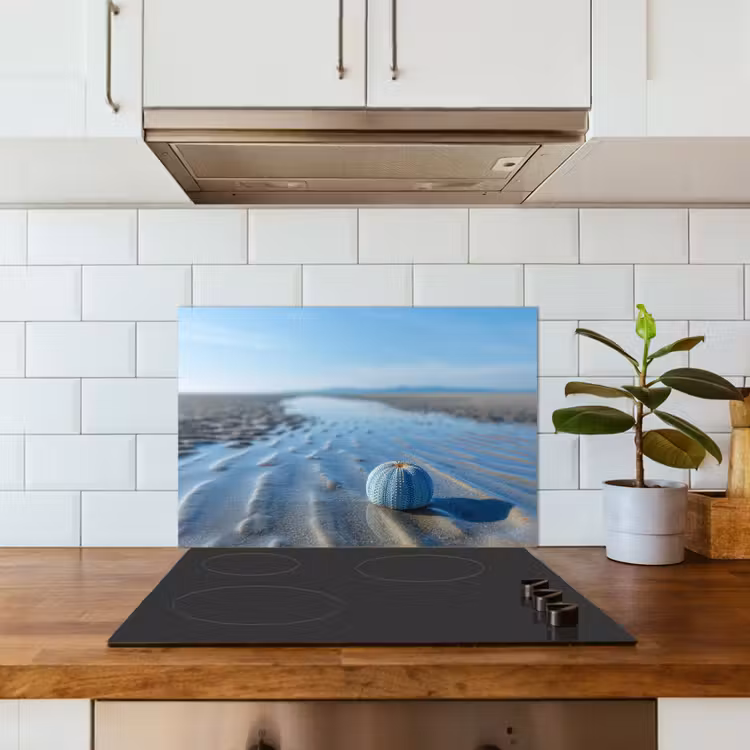 Strand - Schild - Water - Blauw keuken achterwand spatscherm klein -sfeer2