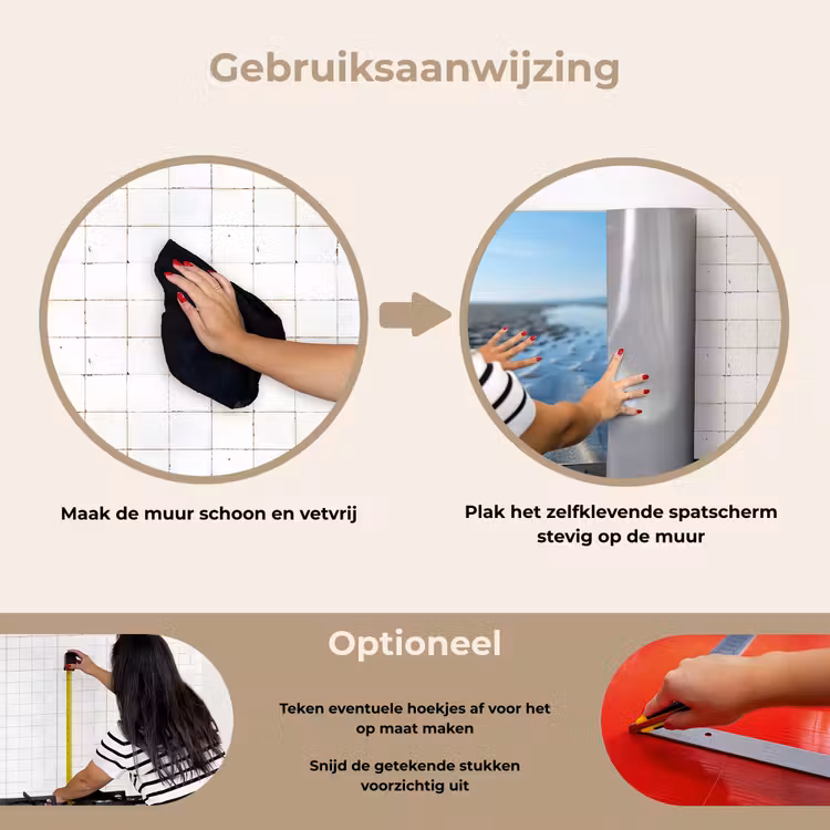 Strand - Schild - Water - Blauw keuken achterwand spatscherm klein -gebruiksaanwijzing_NL