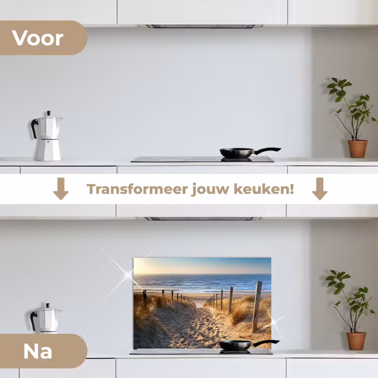 Strand - Zee - Nederland - Duinen - Zon keuken achterwand spatscherm klein -voor_na_NL