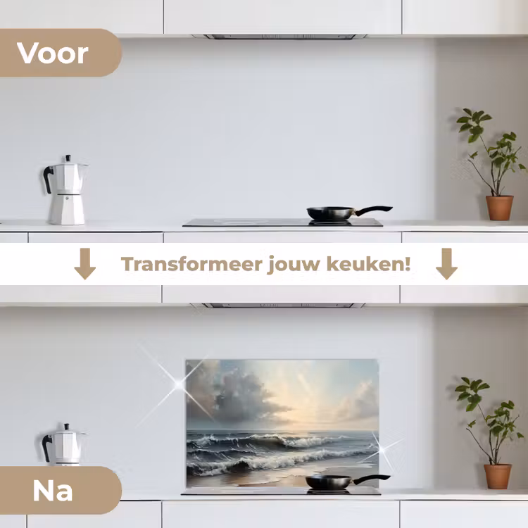 Strand - Zee - Zonsondergang keuken achterwand spatscherm klein -voor_na_NL