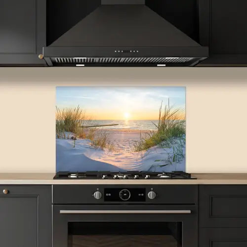 Strand - Zon - Duin - Gras - Zand - Horizon keuken achterwand spatscherm klein -sfeer1