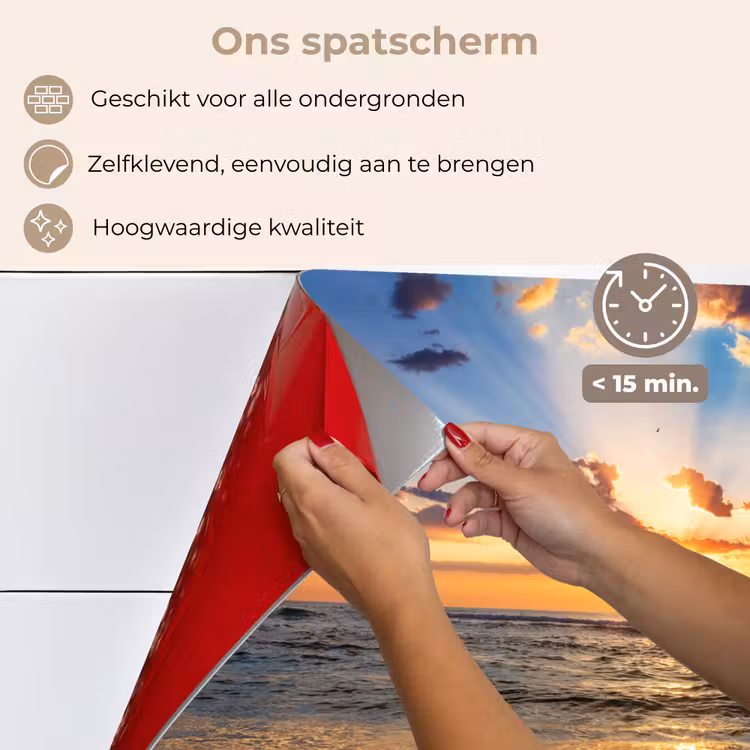 Strand - Zonsondergang - Zee - Wolken - Horizon keuken achterwand spatscherm klein -spatscherm_NL