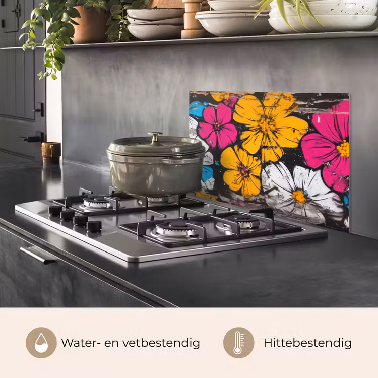 Street Art - Bloemen - Mix keuken achterwand spatscherm klein -usp_NL